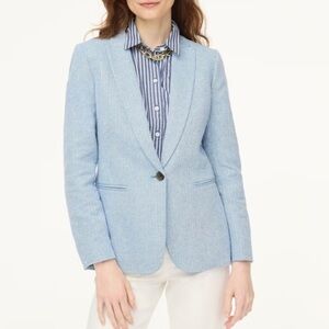 J. Crew Factory Herringbone One-Button Women's Blazer in Blue 10